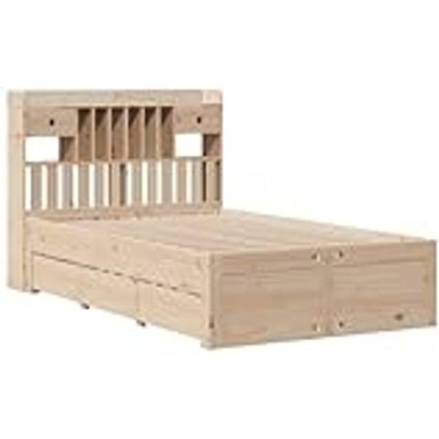Vidaxl Bookcase Bed Without Mattress 135x190 Cm Double Solid Wood Pine