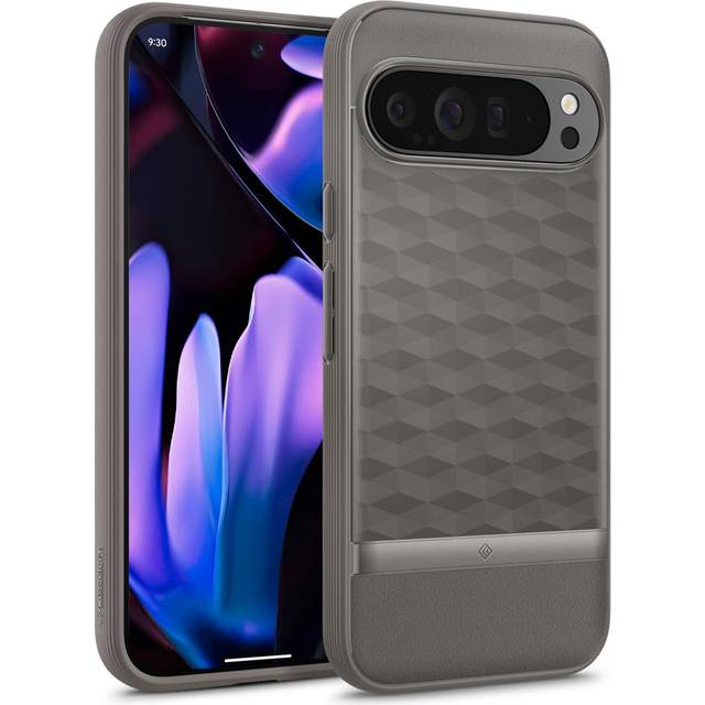 Caseology Parallax för Google Pixel 9 Pro XL-fodral, [fallskydd av militärklass] Ergonomiskt 3D Hexa Cube-fodral för Google Pixel 9 Pro XL - Ash Gray