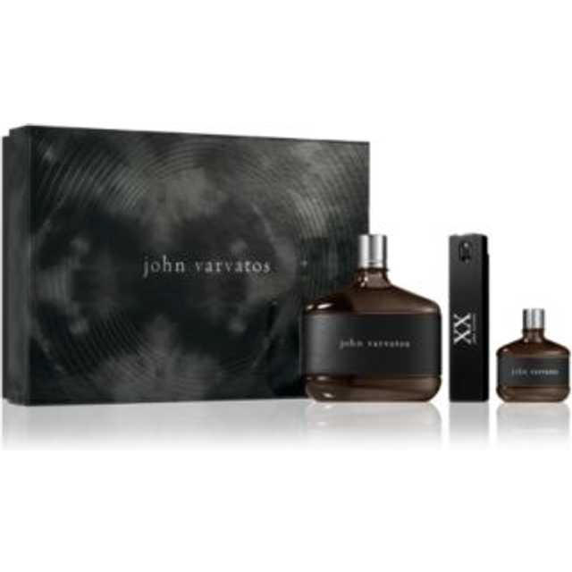 John Varvatos 3 Piece Men's Cologne Gift Set  Eau de Toilette Spray  Spicy Woody Scent with Notes of Medjool Dates  Coriander Seed & Leather