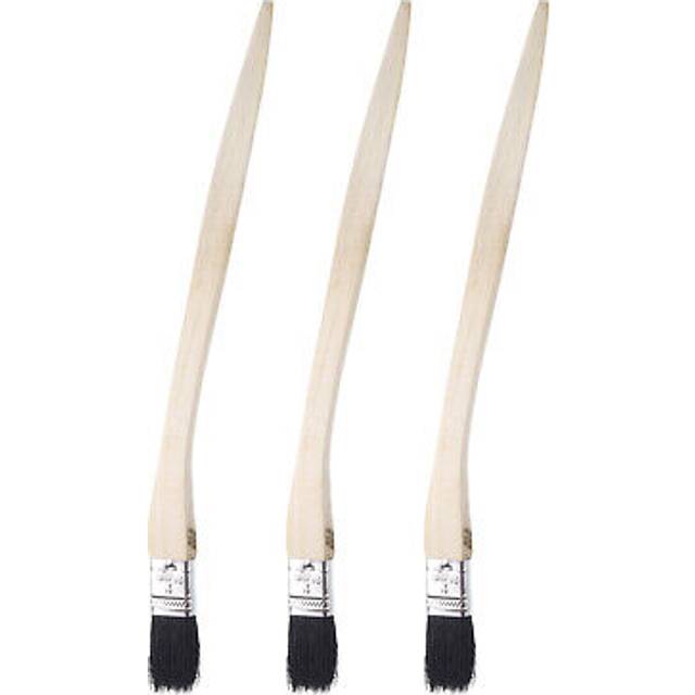 3pcs Bent Radiator Paint Brush 1 Width Long Wood Handle Paint Bristle Brushes