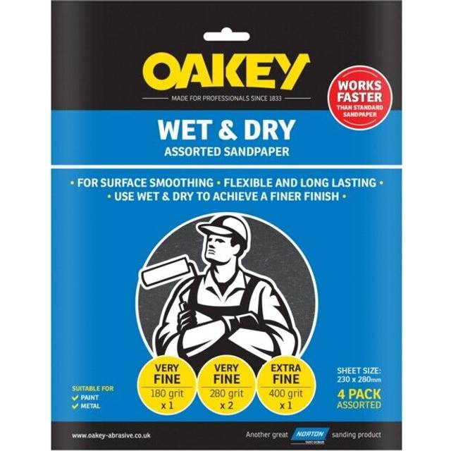 Oakey - Flexible Wet & Dry Paper Assorted Sheets Pack of 4