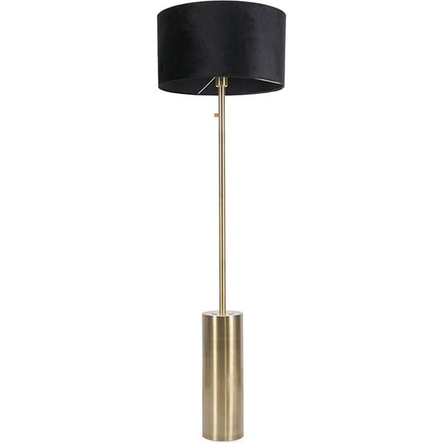 Lexy Forest Green Velvet Drum Shade with Brushed Chrome Dimmable Floor Lamp with LED Bulb - Black (150cm H X 45cm W X 45cm D)