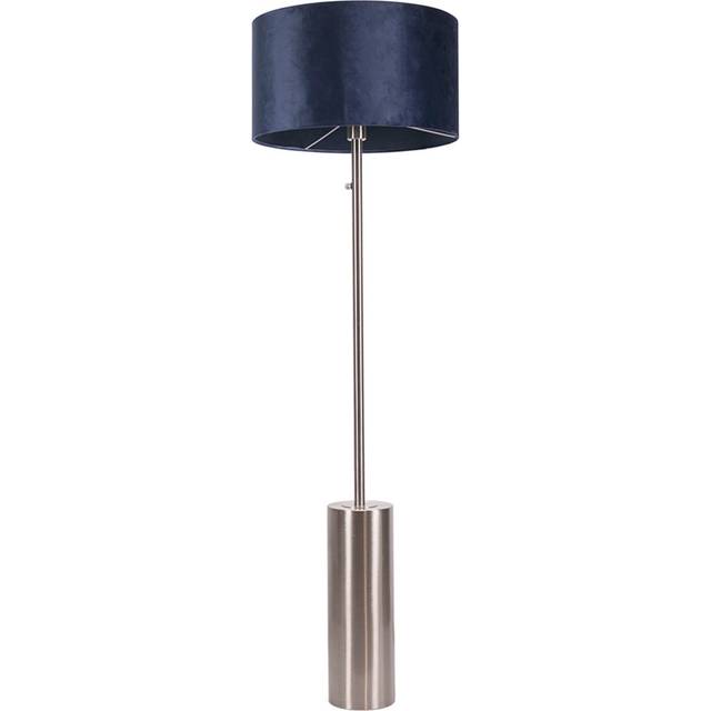 ValueLights Lexy Navy Blue Velvet ShadeChrome LED Floor Lamp - Silver - 150 x 45 x 45cm