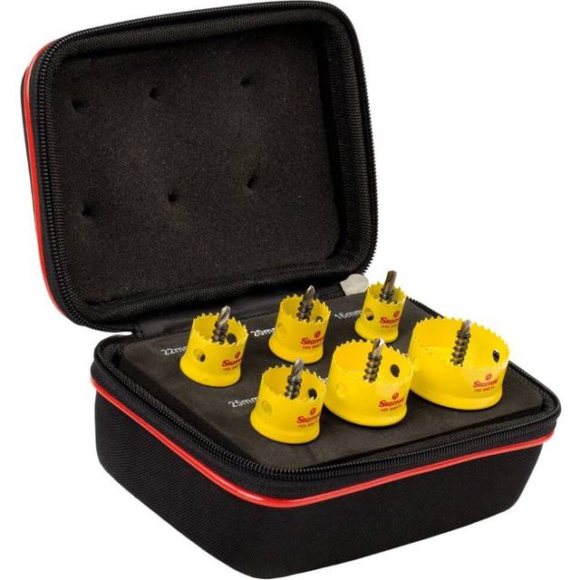 Starrett Bi-Metal Hole Saw Kit - 6 Piece KCS06001 Cordless Smooth Cutting Hole Cutter with Arbor Set - Compatible With Bosch Dewalt Hitachi Festool