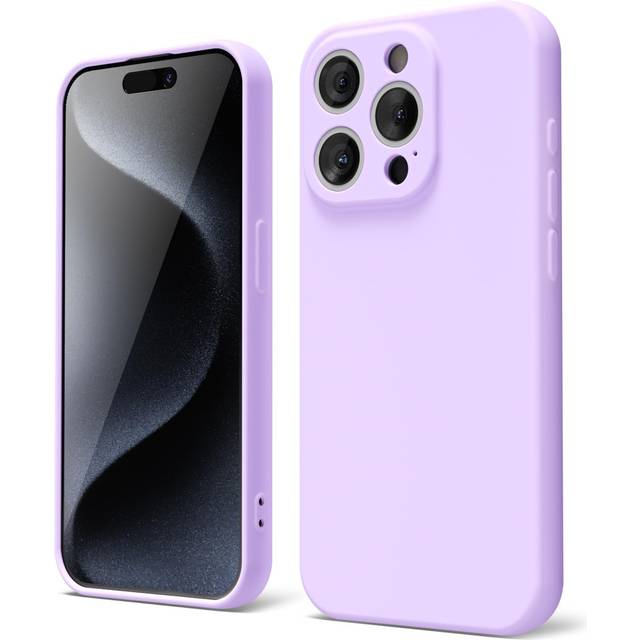 oakxco for iPhone 15 Pro Phone Case Liquid Silicone  Thin Slim Soft Rubber Gel TPU Plain Simple Cover for Women Girl Cute  Matte Solid Color  Lilac La