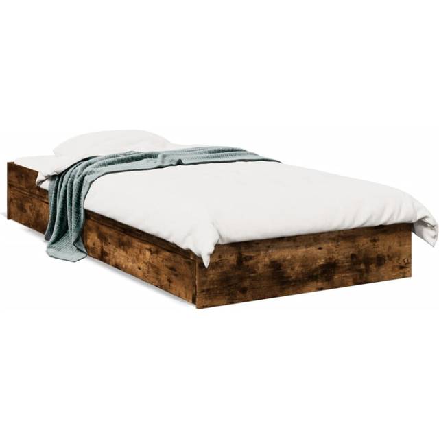 vidaXL Bed Frame with Drawers without Mattress Smoked Oak 100x200 cm - Brown