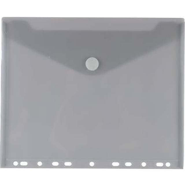 JAM PAPER Plastic 3 Hole Punch Binder Envelopes with Hook & Loop Closure - Letter Booklet - 9 1/2 x 11 1/2 - Smoke Grey - 12/Pack