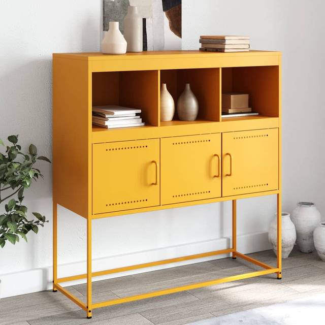 vidaXL Sideboard Mustard Yellow 100.5x39x107 cm Steel