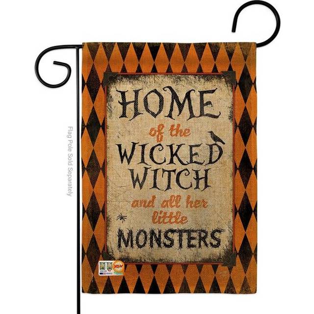 Breeze Decor BD-HO-G-112059-IP-DB-D-US14-SB 13 x 18.5 in. Wicked Home Burlap Fall Halloween Impressions Decorative Vertical Double Sided Garden Flag