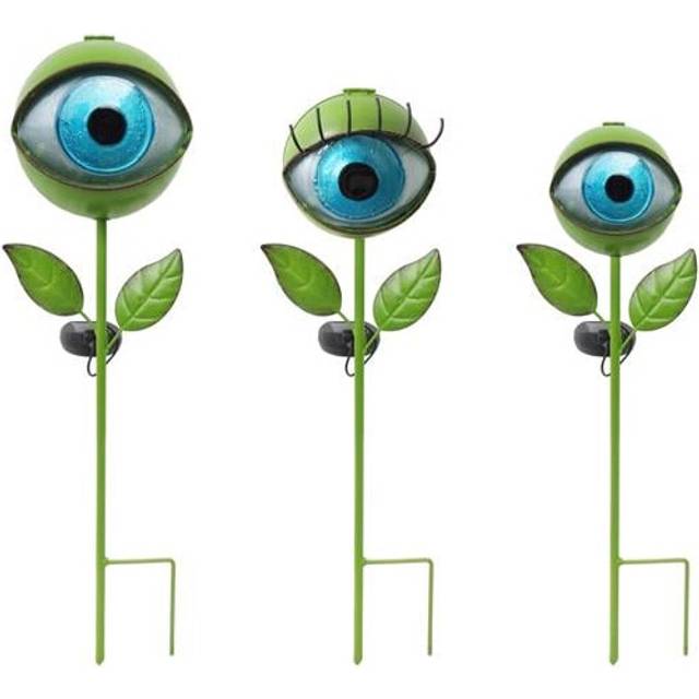 Continental Art Center 17143 Assorted Solar Metal Lighted Eyeball Stake