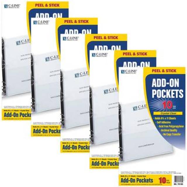 C-Line Products CLI70185-5 Add-on Filing Pocket Poly - Pack of 5