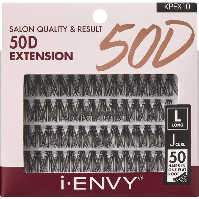 i-ENVY 50D Extension Cluster Individual Lashes  Easy to Apply  Flat Tapered-End Root  Pre-fanned Volume Lashes  J Curl with Soft Fiber  Quick Applicat