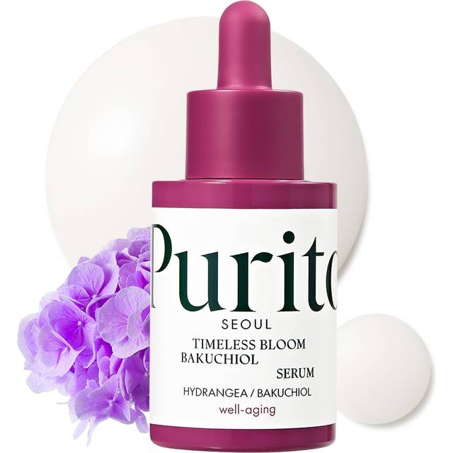 PURITO SEOUL Timeless Bloom Bakuchiol Serum  Korean Jeju Hydrangea  for Sensitive Skin  Ampoule  Fine Line Reduction  Anti Aging Facial Serum for face