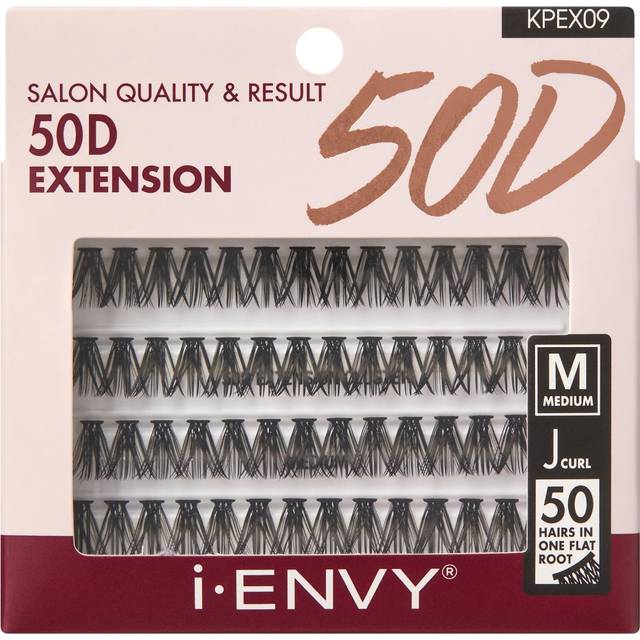 i-ENVY 50D Extension Cluster Individual Lashes  Easy to Apply  Flat Tapered-End Root  Pre-fanned Volume Lashes  J Curl with Soft Fiber  Quick Applicat