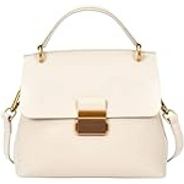 Womens Real Leather Handbag Small Evening Outgoing Fashion Tote Bag A776 Off White