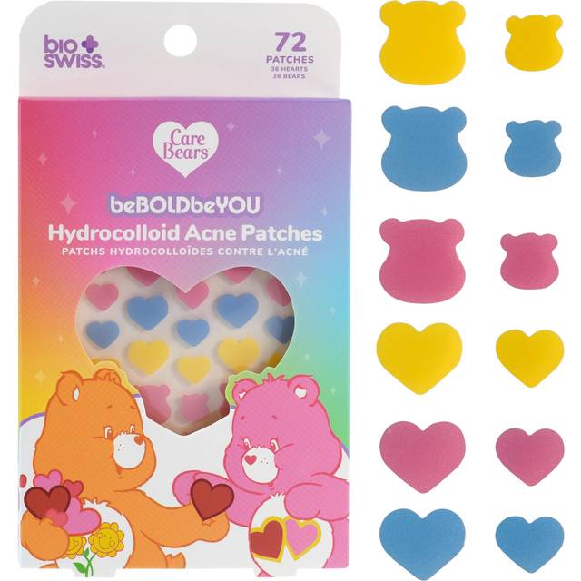 BioSwiss Pimple Patches, Care Bears Heart and Bear Shaped Acne Patch for Zits and Blemishes, Hydrocolloid Spot Stickers for Face and Skin, 72 Count