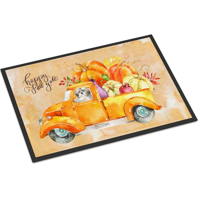"""""Caroline's Treasures Fall Harvest Shih Tzu Puppy Cut Door Mat  Multicolor"""""