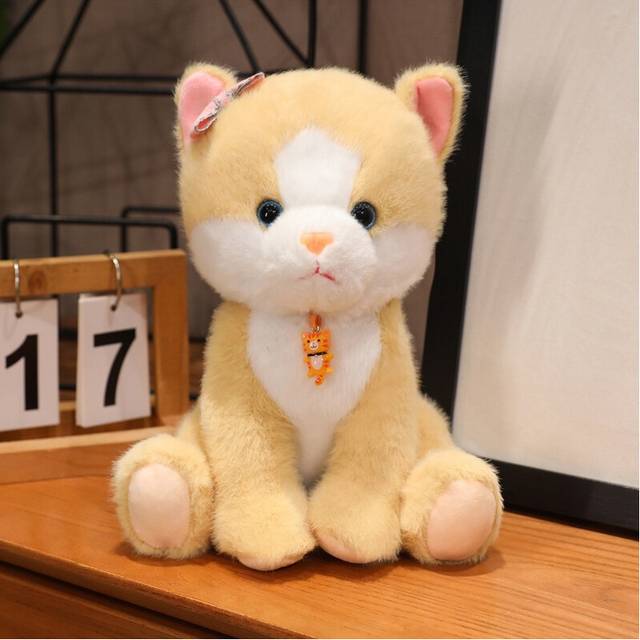 (Yellow) Neckerchief Teddy Bear Plush Toy Cat Doll Cartoon Throw Pillows Decorate Gifts