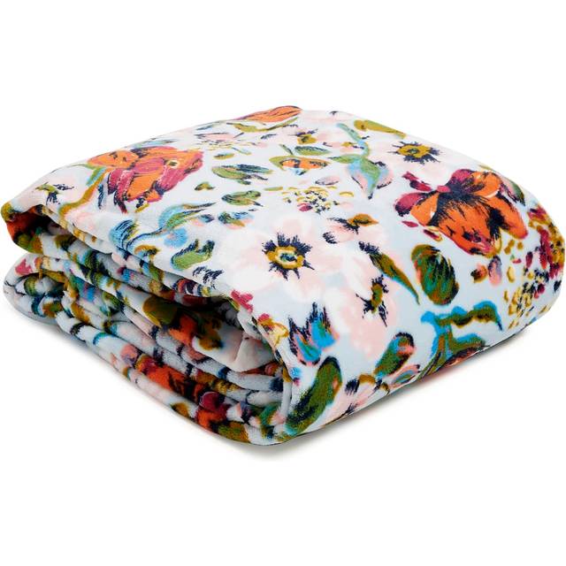 Vera Bradley Womens Oversized Fleece Plush Throw Blanket  Sea Air Floral  TwinTwin XL