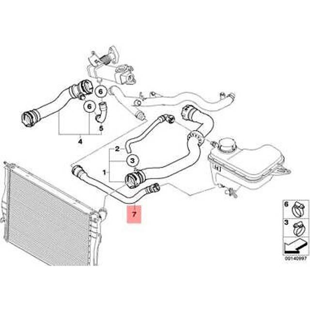 Genuine radiator coolant hose bmw x3 e83 x3 2.0d sav 17123401564