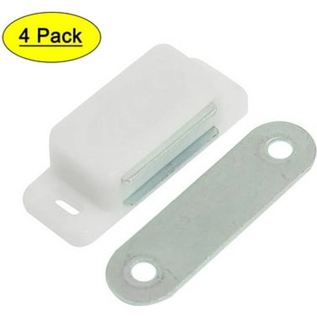 4pcs White Plastic Shell Magnetic Metal Catch Latch Plate For Cupboard Cabinet