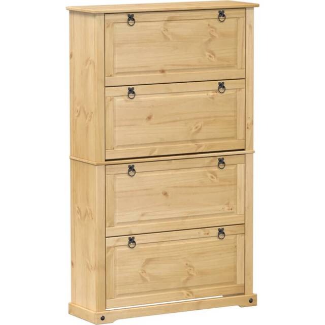 vidaXL Shoe Cabinet Corona 99x32x163.5 cm Solid Wood Pine - Brown