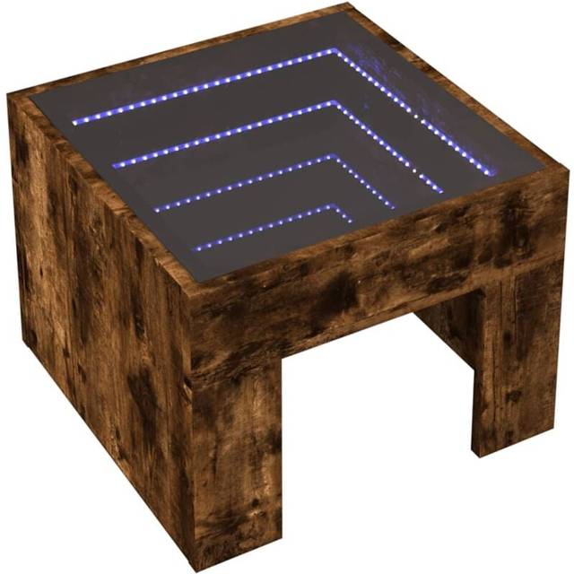 vidaXL Coffee Table with Infinity LED Smoked Oak 40x40x30 cm - Brown