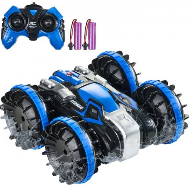 VEVOR Amfibie Fjärrkontroll Bilbåt 2,4 GHz 4WD RC Båt Barn Vuxna Blå