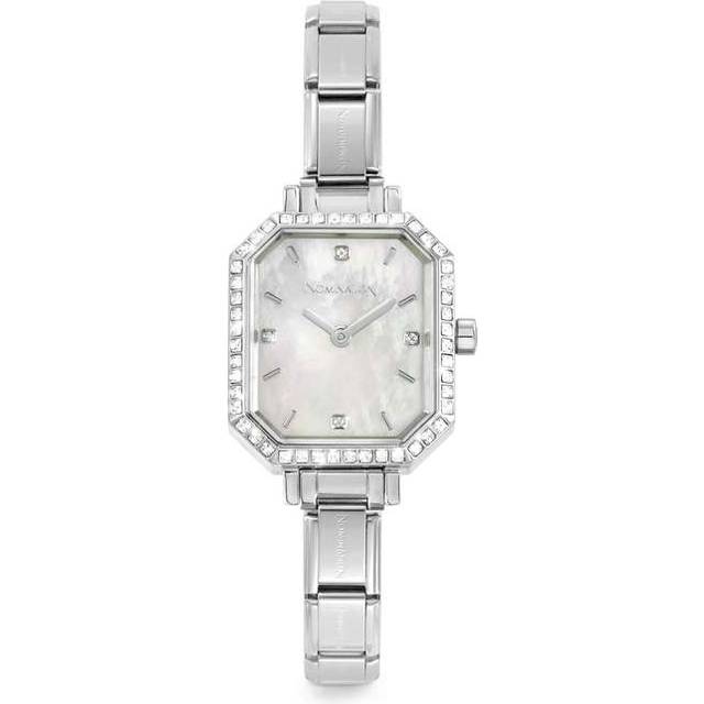 Nomination Time Paris Rectangle Mother of Pearl Dial &amp; Silver Char