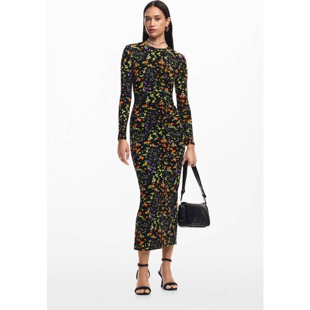 Desigual Slim Floral Dress - Black