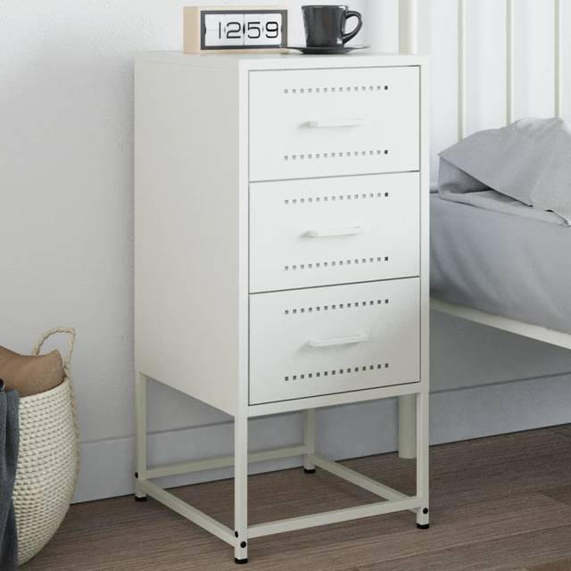 vidaXL Bedside Cabinet White 36x39x78 cm Steel