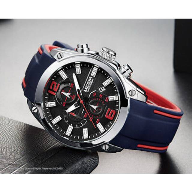 Luxury sports watch top quality men megir silicone date chronograph waterproof+