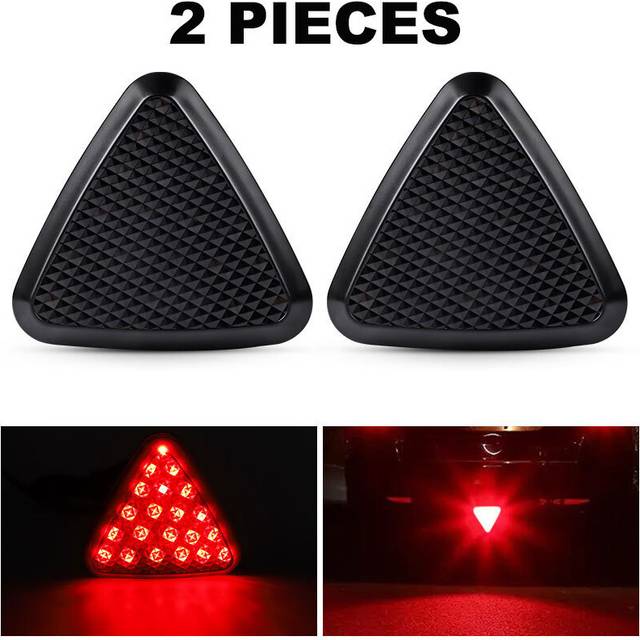 (2pcs Style A) Universal F1 Triangle Style LED Rear Stop Tail Light Red Strobe lIGHTS