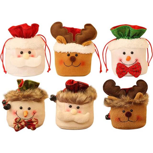 6 Pcs Christmas Candy Bag Apple Bag  6 Pcs Christmas Decoration Gift Bag  6 Pcs Super Cute Christmas Apple Bag Gift Bag