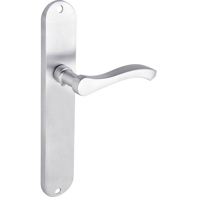 Capri Lever Long Backplate Latch Door Handle - Brushed Nickel - Internal - Pair - Designer Levers