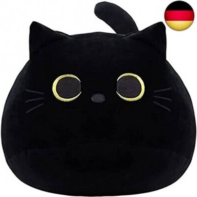 OUKEYI 40cmBlack Cat Plush Toy Black Cat Pillow,Fat Cat Kawaii Pillow Stuff,Plushies Lumbar Back Cushion Decoration for Kids Home Decor Gift Boys