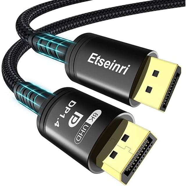DisplayPort Kabel 4.5M, Display Port 1.4, DP Kabel Stöd 8K@60Hz, 4K@144Hz, 2K@240Hz, 32.4Gbps, HBR3 HDR, DSC 1.2, G-Sync & FreeSync Display Kabel 2.0 Lead för Bärbar dator Spel Skärm PC TV