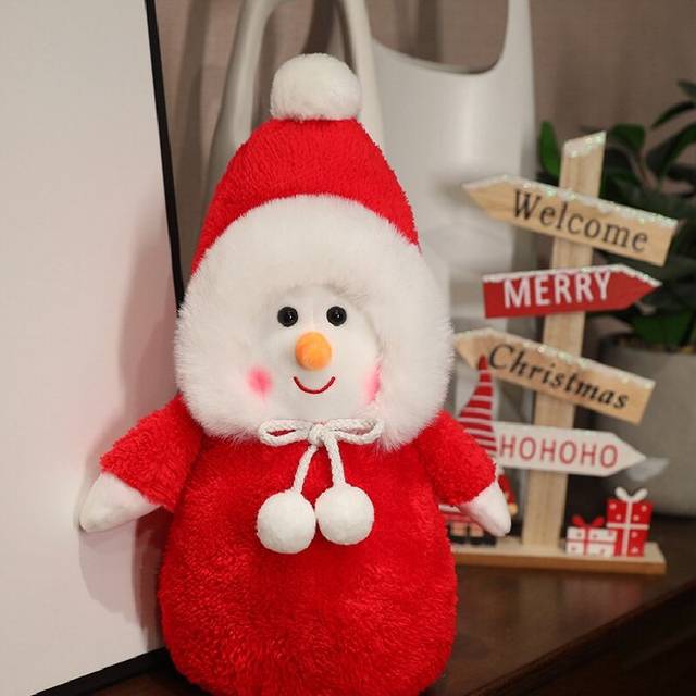 (Red) Christmas Plush Snowman Toy Doll Pillow Room Decorated Ornaments Children Gifts