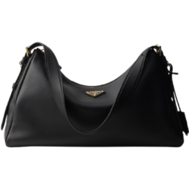 Prada Womens Black Aim&#233;e Large Leather Shoulder Bag 1 Size - BLACK