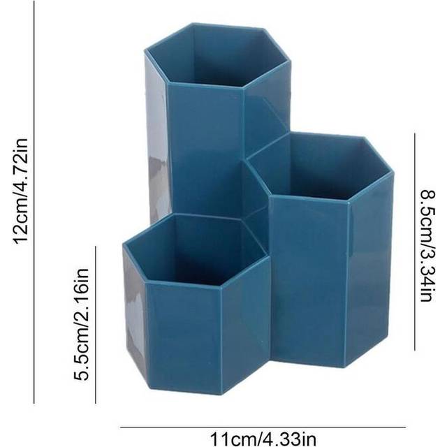 (Blue) Pen Holder for Desk | Pencil Pen Holder | Keep Tidy With 3 Compartment