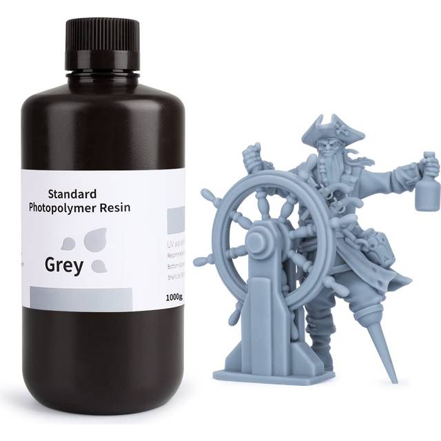 ELEGOO 3D-skrivare, harts, UV 405 nm standardharts med hög precision och snabb UV-härdning för MSLA/DLP/LCD 3D-skrivare, fotopolymer-konstharts, flytande 3D-utskriftsmaterial, grå 1000 g