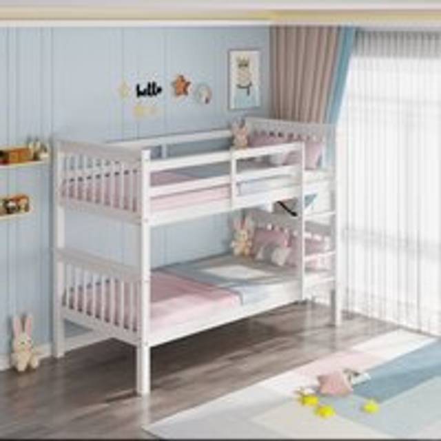 Oliver white wooden bunk bed single