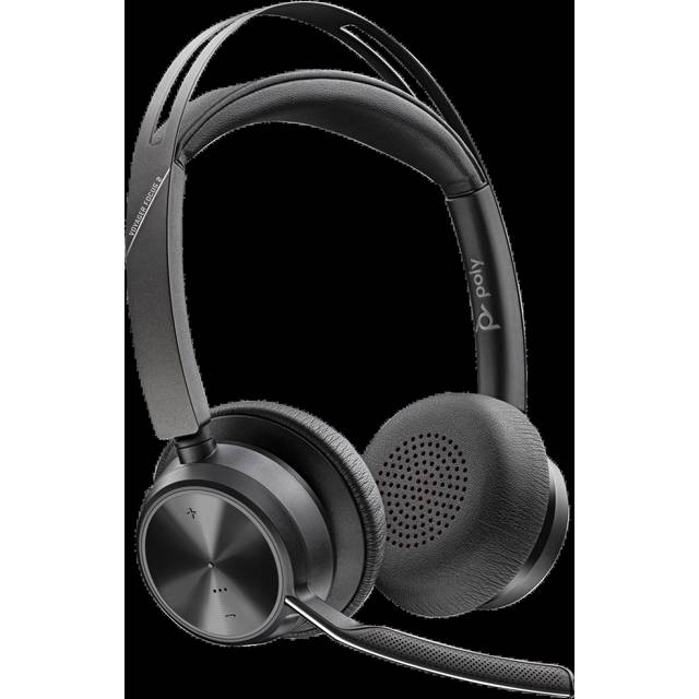 Poly Voyager Focus 2-M - Headset - på örat - Bluetooth - trådlös, kabelansluten - USB-C - svart - Certifierad för Microsoft-teams