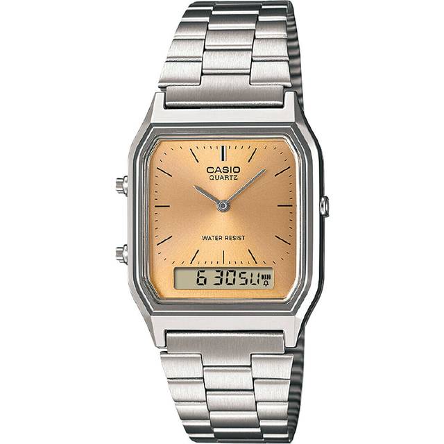 Casio Vintage Analog Digital Light Copper Dial Dual time Quartz AQ-230A-4AMQY Unisex Watch