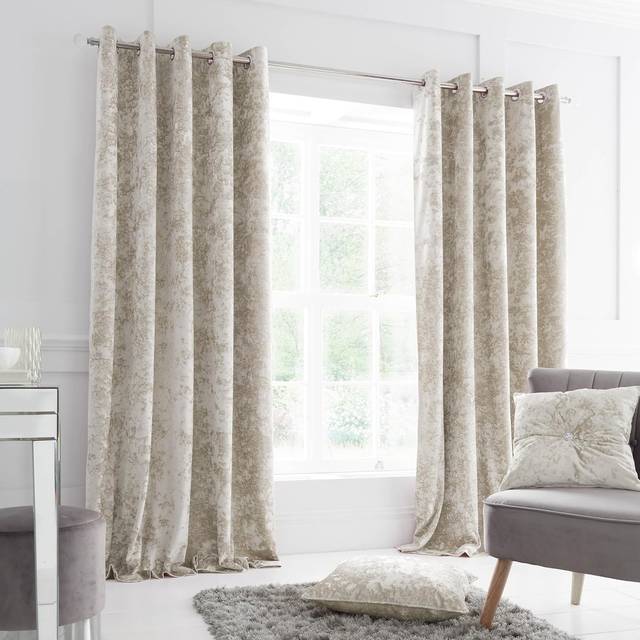 Crushed Velvet Eyelet Sheer Curtains - Natural (168 W x 229 D cm)
