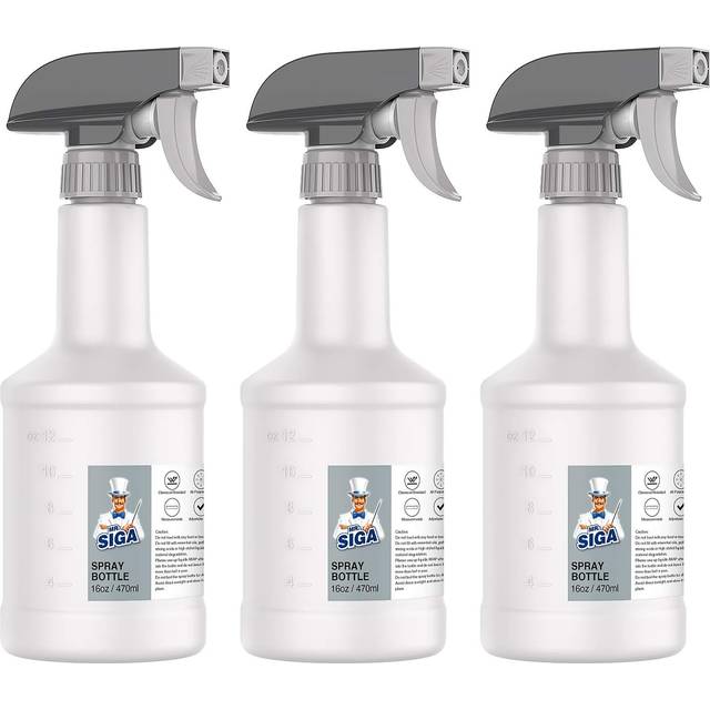 MR.SIGA 16 oz Plastic Spray Bottles for Cleaning Solutions, HDPE Commercial Grade Refillable Spray Bottles with Measurements and Adjustable Leak Proof