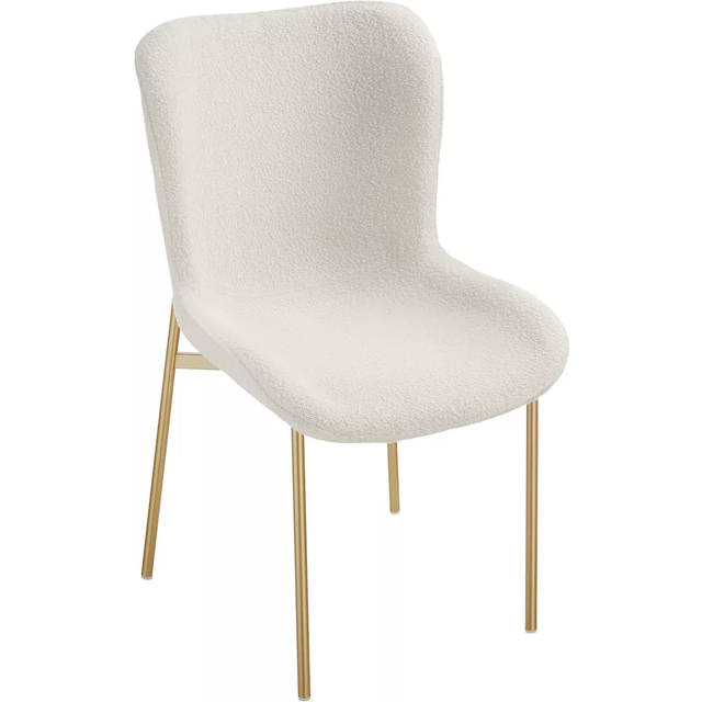 Tectake Dining Chair Tessa - Padded, Boucle Fabric, Ergonomic Design, High Backrest, White