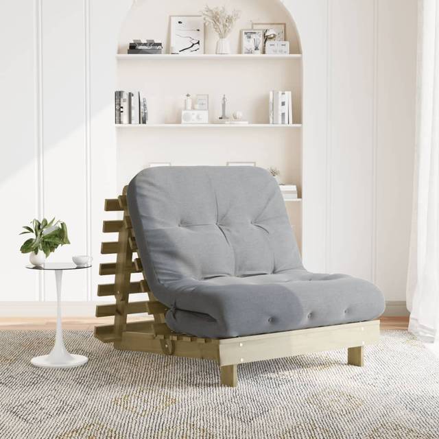 vidaXL Futon Sofa Bed with Mattress 80x206x11 cm Impregnated Wood Pine - Brown