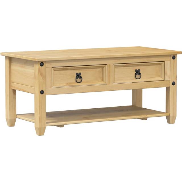 vidaXL Coffee Table with Drawers Accent End Table Sofa Table Solid Wood Pine