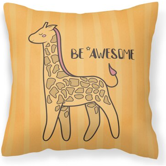 Caroline's Treasures BB7474PW1818 Nursery Be Awesome Griaffe Fabric Decorative Pillow Patio-Furniture-Pillows  Multicolor